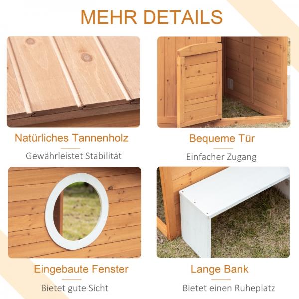 Spielhaus Holz Kinderspielhaus Briefkasten Outdoor Gartenspielhaus mit Blumentopfrack - Palo24