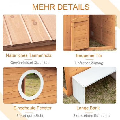 Spielhaus Holz Kinderspielhaus Briefkasten Outdoor Gartenspielhaus mit Blumentopfrack - Palo24