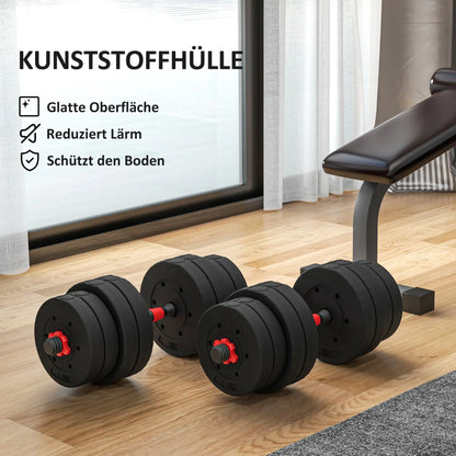 2 in 1 Hanteln Set 30 kg verstellbare Kurzhantel & Langhantel Dumbbell Krafttraining Schwarz