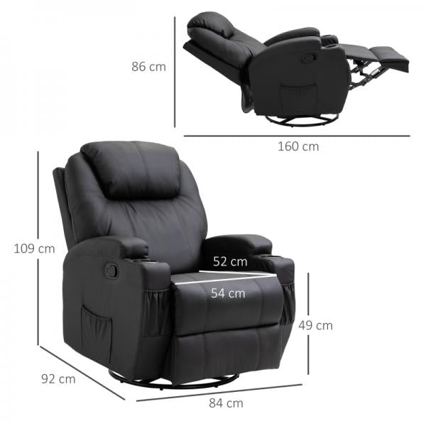 Fauteuil de massage électrique fonction massage 5 modes de massage fonction inclinable noir