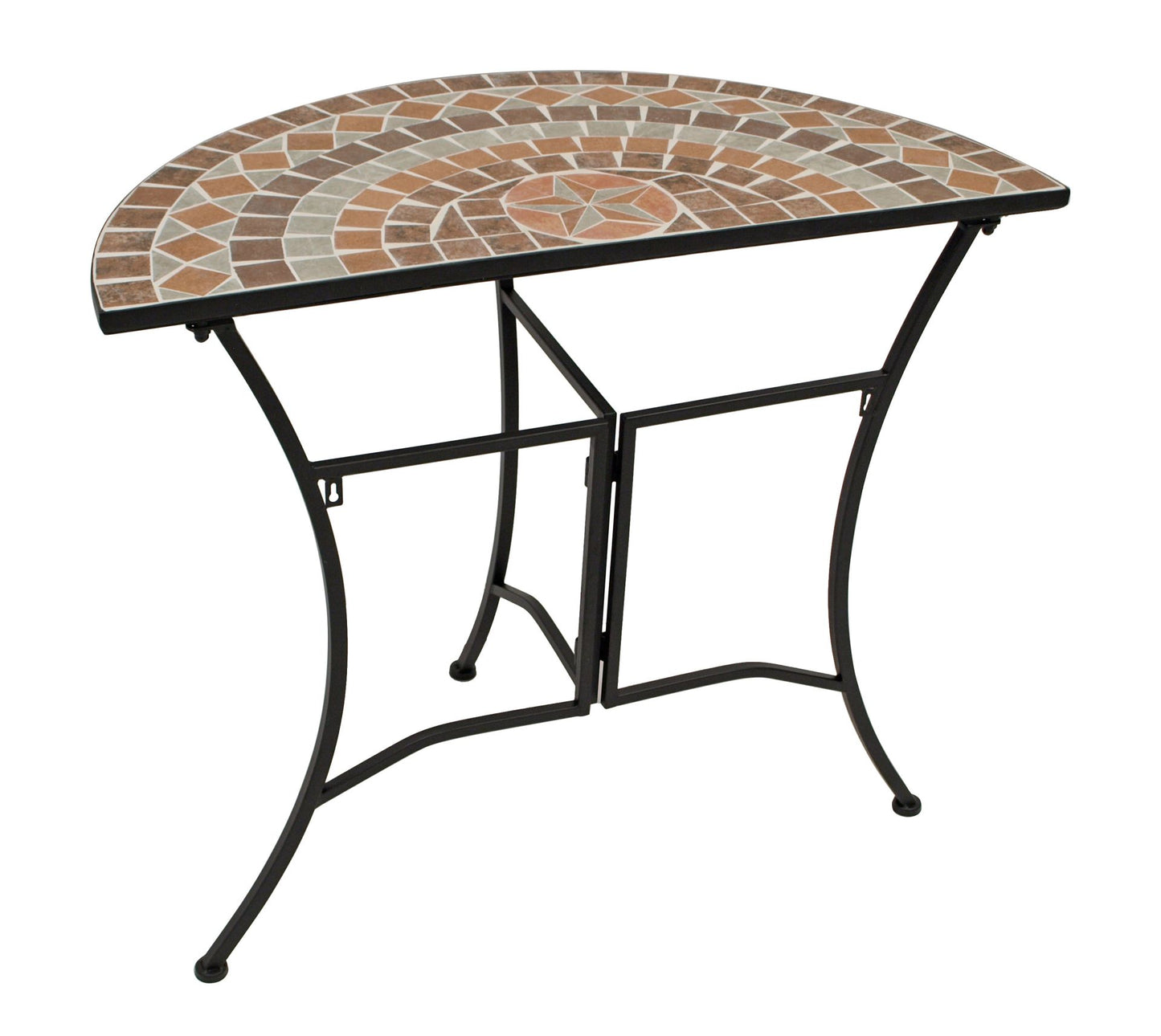 Wandtisch LUCCA halbrund 45x90cm, Eisen + Mosaik terracottafarben