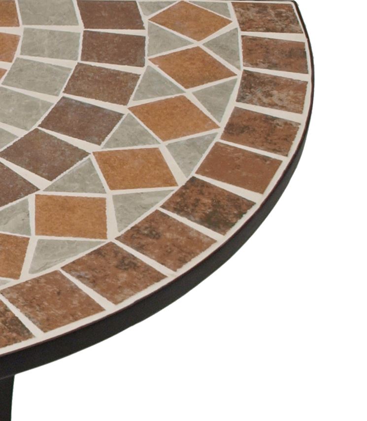 Wandtisch LUCCA halbrund 45x90cm, Eisen + Mosaik terracottafarben