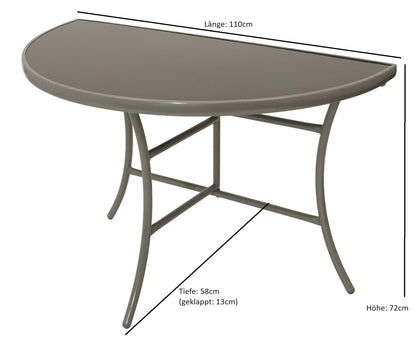Wandtisch PALERMO halbrund 58x110cm, Stahl + Glas