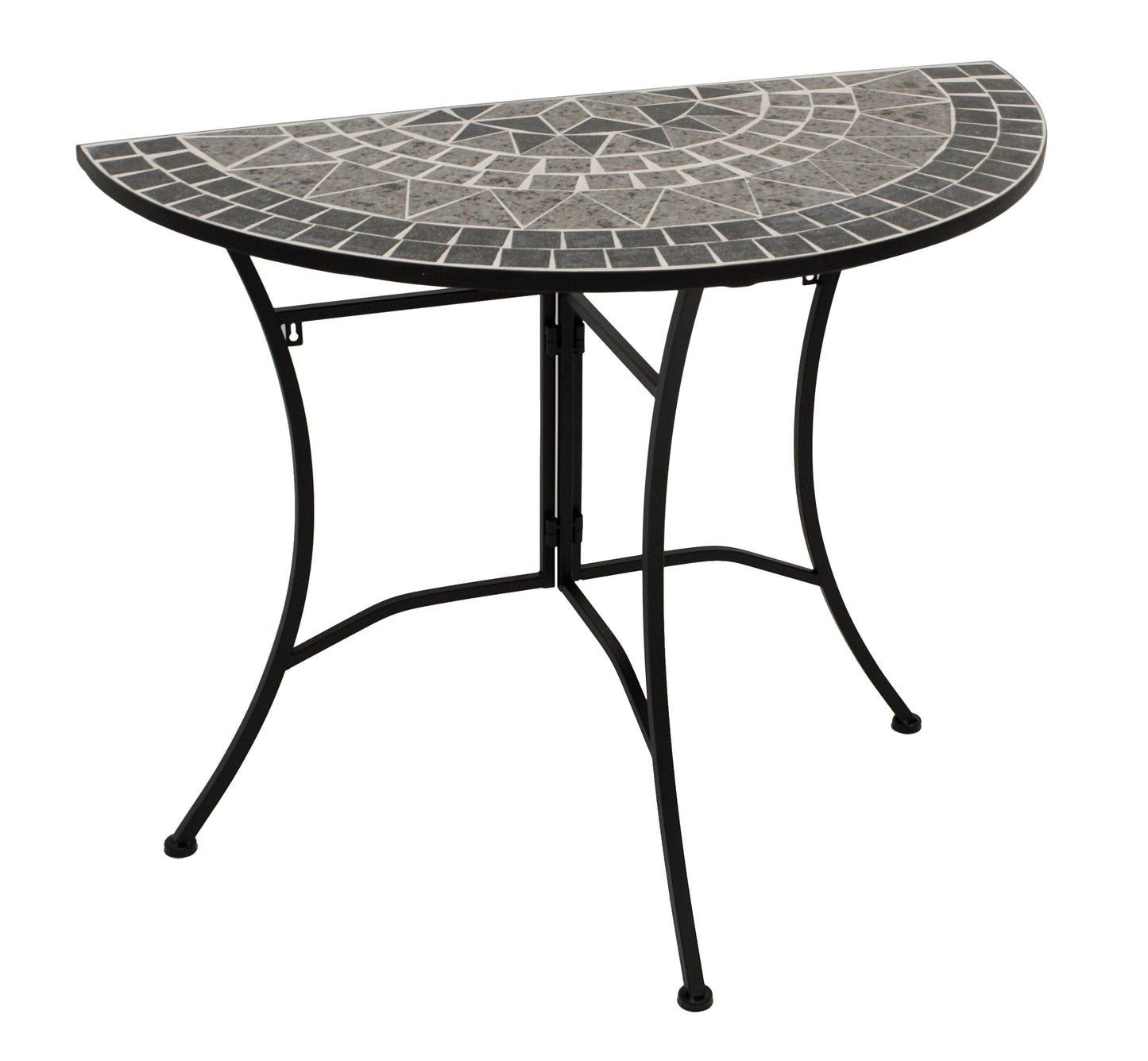 Table murale SIENA demi ronde 45x90cm, fer + mosaïque grise
