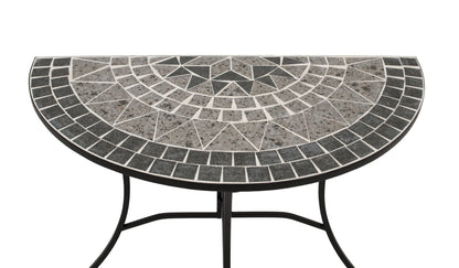 Table murale SIENA demi ronde 45x90cm, fer + mosaïque grise