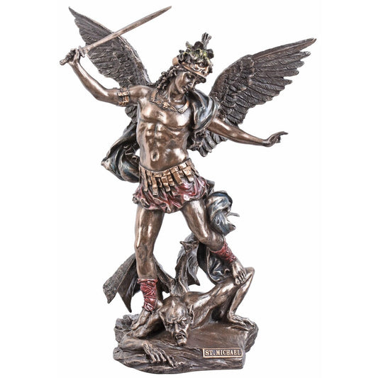 Skulptur Erzengel Michael kämpft gegen Satan Heiligenfigur Engelfigur Veronese