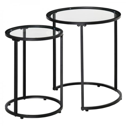 Ensemble de 2 tables d'appoint au design Scandi, tables basses, empilables, noir