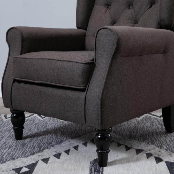 Einzelsessel Relaxsessel Ohrensessel Einzelstuhl Akzentsessel mit Tufting Holzfüße Polyester Braun - Palo24