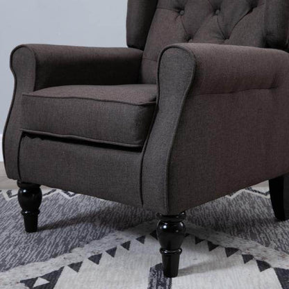 Einzelsessel Relaxsessel Ohrensessel Einzelstuhl Akzentsessel mit Tufting Holzfüße Polyester Braun - Palo24