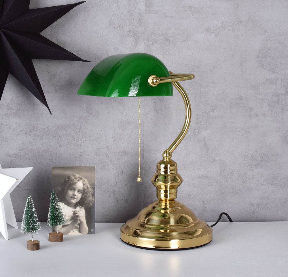 Banker Lampe Schreibtischlampe Vintage Grün - Palo24