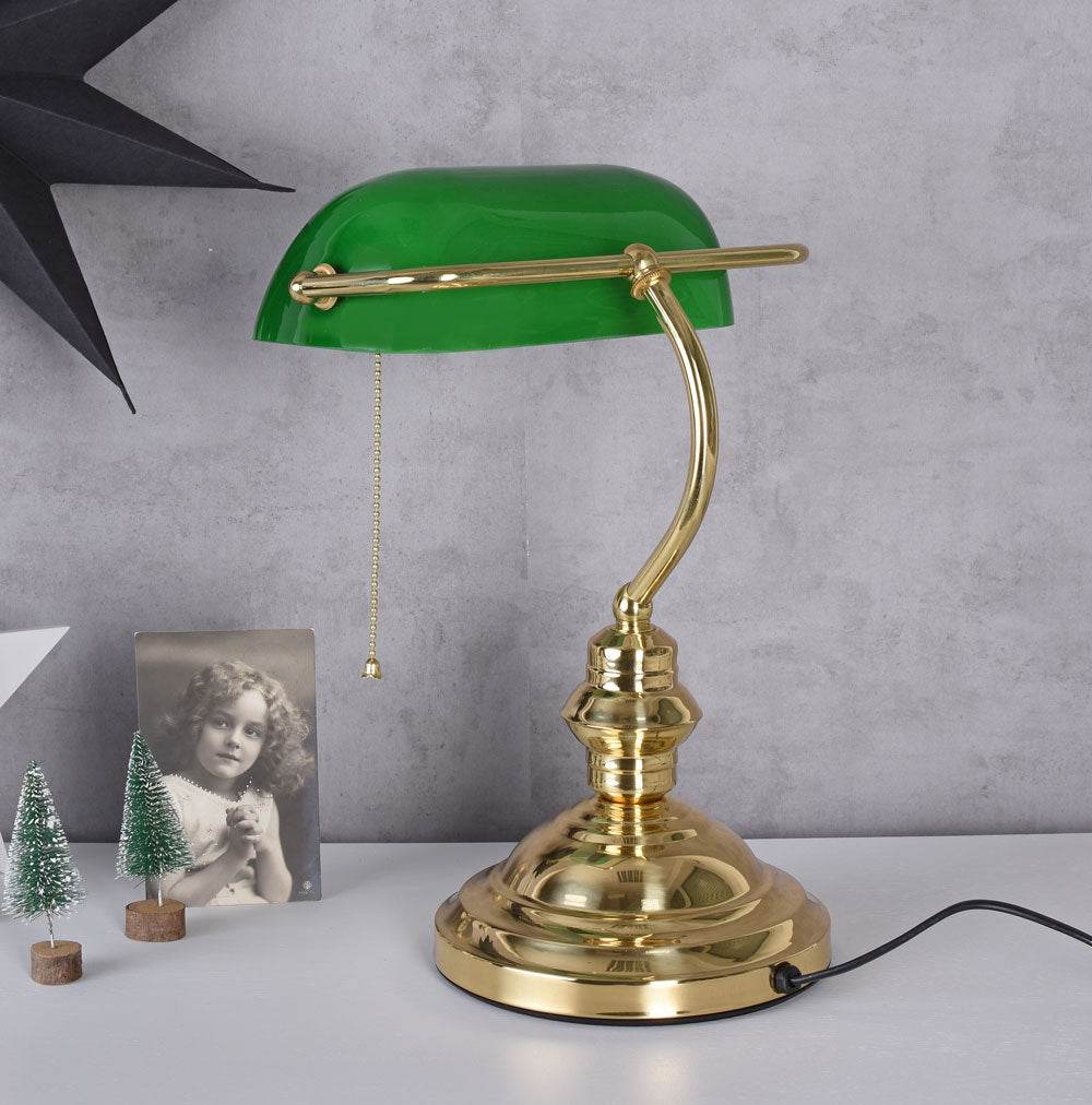 Banker Lampe Schreibtischlampe Vintage Grün - Palo24