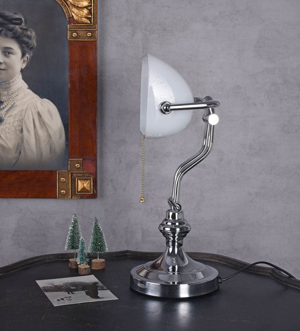 Bankerlampe Weiss Silber Anno 1900 - Palo24