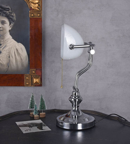 Bankerlampe Weiss Silber Anno 1900 - Palo24