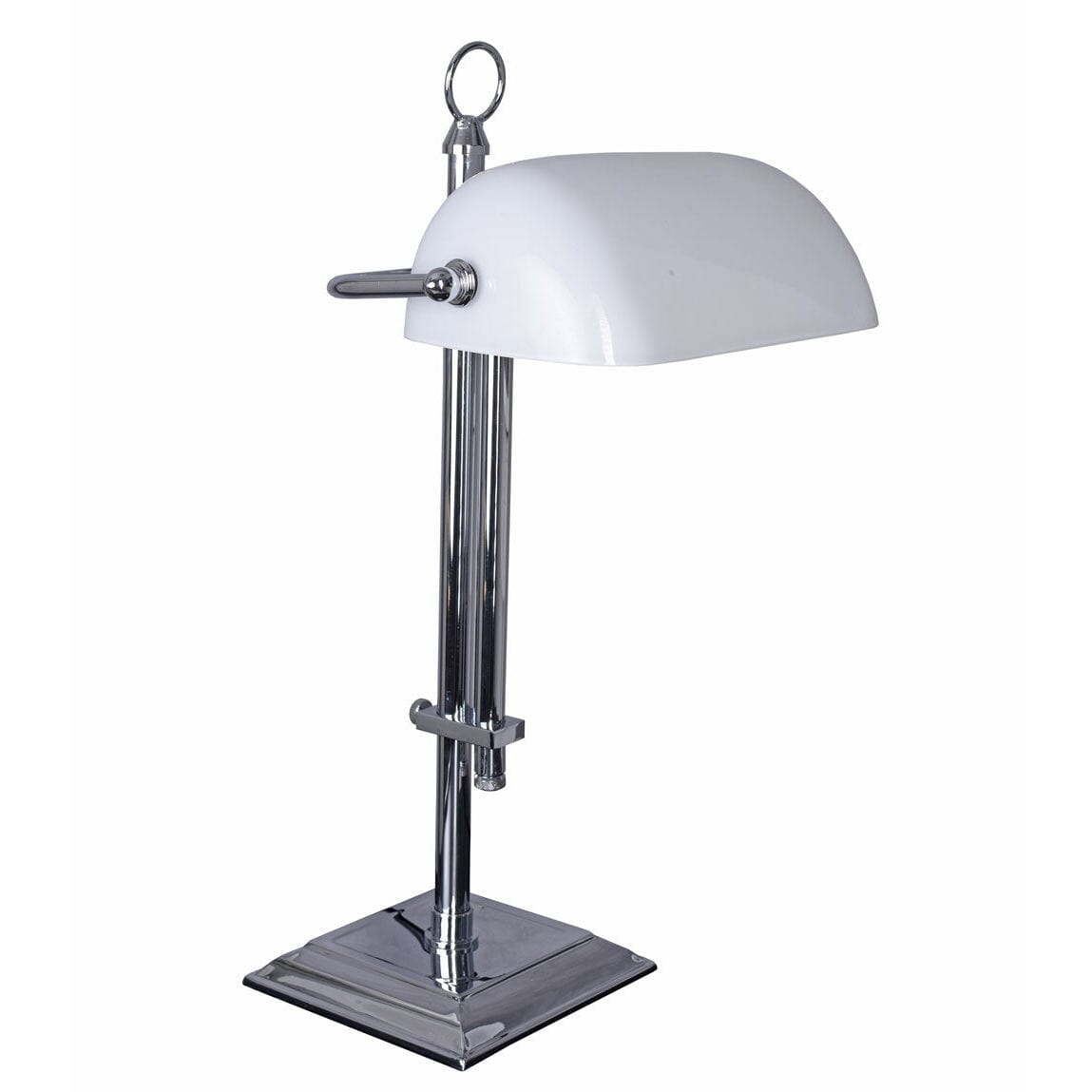 Bankerleuchte Schreibtischlampe Weiss & Silber - Palo24