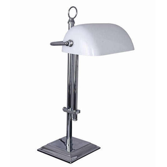 Bankerleuchte Schreibtischlampe Weiss & Silber - Palo24