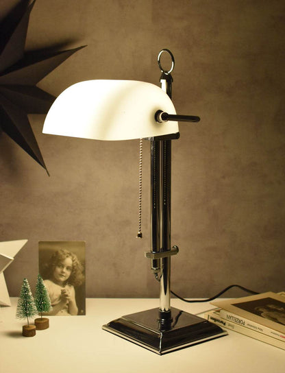 Bankerleuchte Schreibtischlampe Weiss & Silber - Palo24