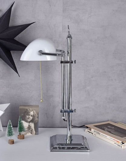 Bankerleuchte Schreibtischlampe Weiss & Silber - Palo24