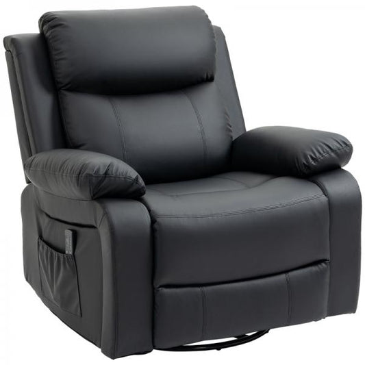 Fauteuil de massage avec 8 têtes vibrantes, fauteuil de relaxation, dossier réglable + repose-pieds, noir