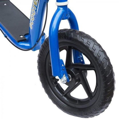 Kinderroller mit Hinterbremse Kickscooter 12 Zoll Tretroller Cityroller Kickboard Höhenverstellbar Stahl EVA Blau