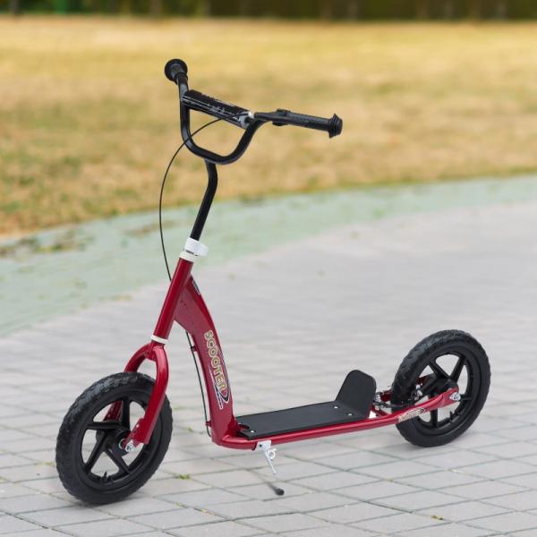 Monopattino per bambini con freno posteriore Kickscooter 12 pollici monopattino city scooter kickboard regolabile in altezza acciaio EVA rosso