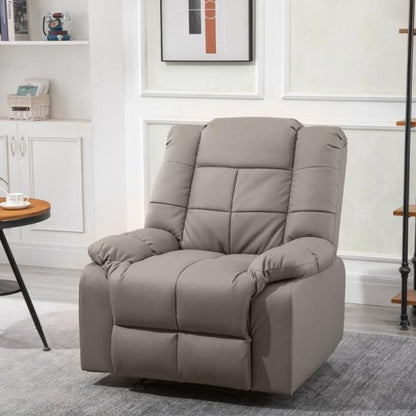 Fauteuil de massage électrique avec fonction inclinable sac PU bois métal mousse gris