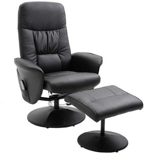 Fauteuil de relaxation avec repose-pieds fonction inclinable fauteuil de massage simili cuir noir