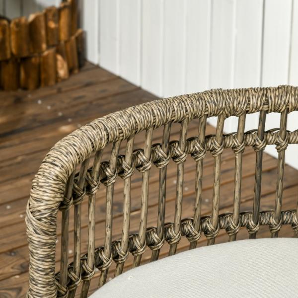 5-teiliges Gartenmöbel-Set Lounge aus PE-Rattan, 2 Sessel, 1 Sofa, 2 Beistelltisch, Boho-Stil, Braun+Grau - Palo24