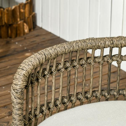 5-teiliges Gartenmöbel-Set Lounge aus PE-Rattan, 2 Sessel, 1 Sofa, 2 Beistelltisch, Boho-Stil, Braun+Grau - Palo24