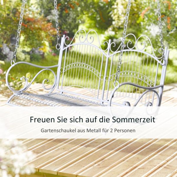 Hängebank Gartenschaukel mit Ketten Metall Weiss