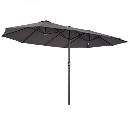 Parasol Doppio Ombrellone da Patio con Manovella Grigio Ovale