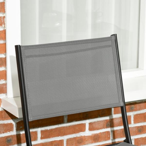 Gartenmöbel-Set, 3-tlg., runder Tisch, zwei Klappstühle, Stahlrahmen, grau - Palo24