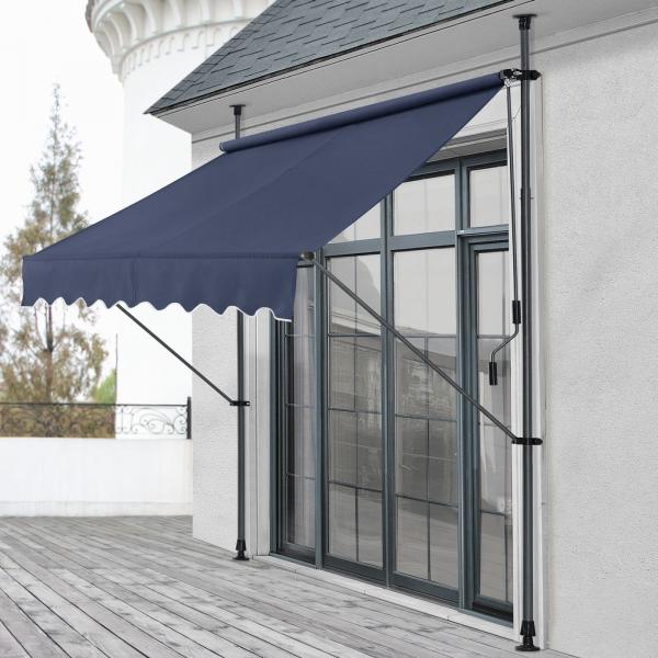 Tenda da sole a morsetto 250x120x200-300cm senza foratura blu scuro