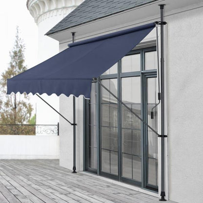 Tenda da sole a morsetto 250x120x200-300cm senza foratura blu scuro