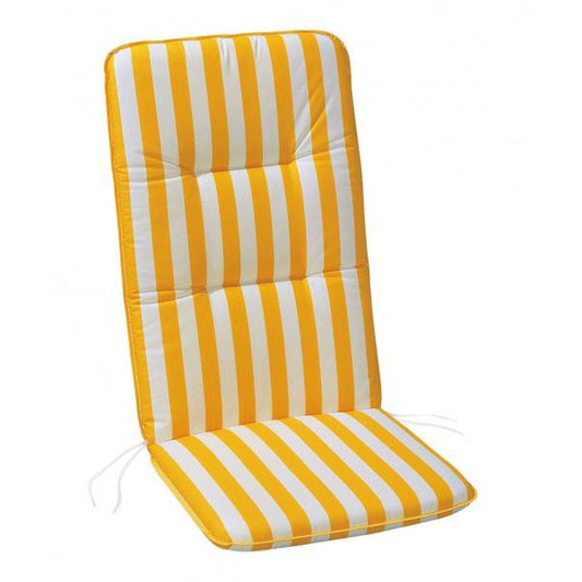 Cuscino per sedia con schienale alto 120x50 cm giallo-bianco 100% cotone