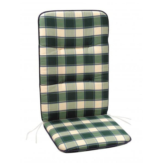 Cuscino per sedia con schienale alto 120x50 cm Verde a quadri 100% cotone