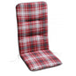 Cuscino per sedia con schienale alto 120x50 cm rosso a quadri 100% cotone