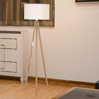 Lampadaire Rochester E27 aspect bambou / crème