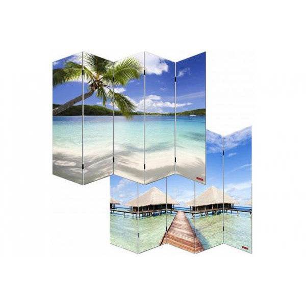 Foto-Paravent Paravent Raumteiler Trennwand M68 ~ 180x200cm, Strand - Palo24