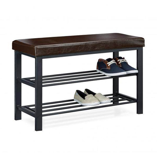 Schuhbank mit Polsterung Dunkelbraun Anthrazit - Palo24