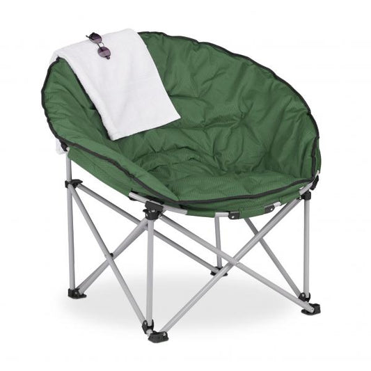 Moon Chair dunkelgrün Bequem gepolstert für Camping