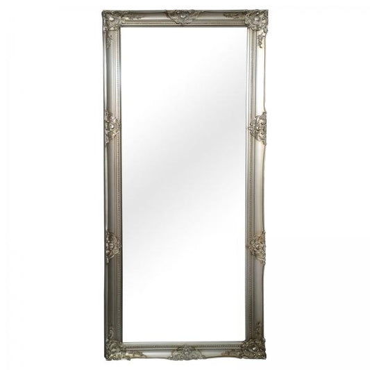 Miroir mural cadre en bois argent 100x200cm style antique baroque