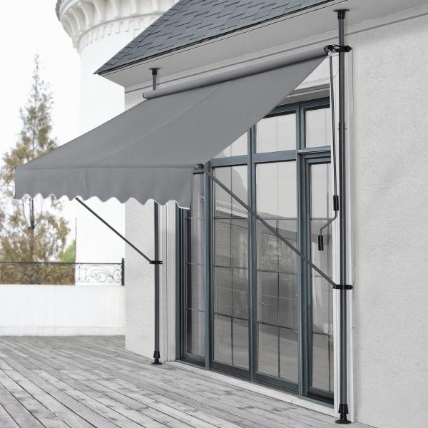 Tenda da sole a morsetto 250x120x200-300cm senza foratura grigio medio