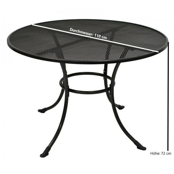 Gartentisch Metalltisch Gartenmöbel Tisch Metall Eisentisch RIVO 110cm rund grau
