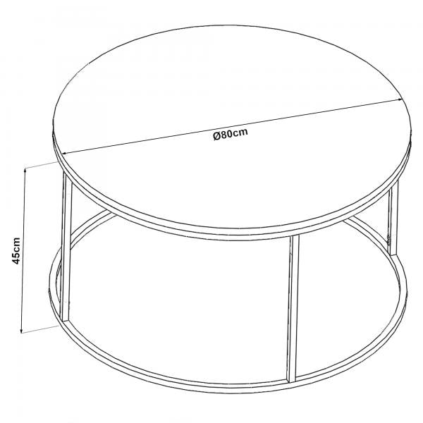 Table basse Kolari en verre clair 45 x Ø80 cm noir/transparent