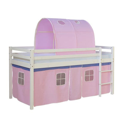 Hochbett Spielbett Kinderbett Tunnel Vorhang pink 90x200 Jugendbett Kiefer