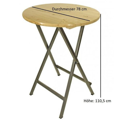 Table de bar ZURICH 78cm pliable, métal + bois peint