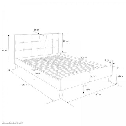 Polsterbett Doppelbett Stoffbett Bettgestell 140 x 200 + Lattenrost braun