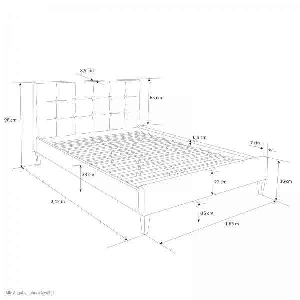 Polsterbett 160 x 200 cm grau