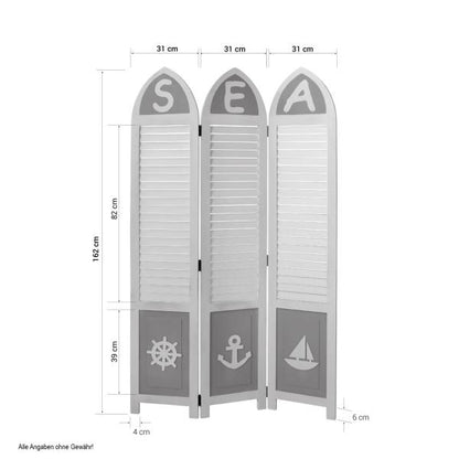 3 fach Paravent Holz Raumteiler Sichtschutz weiss