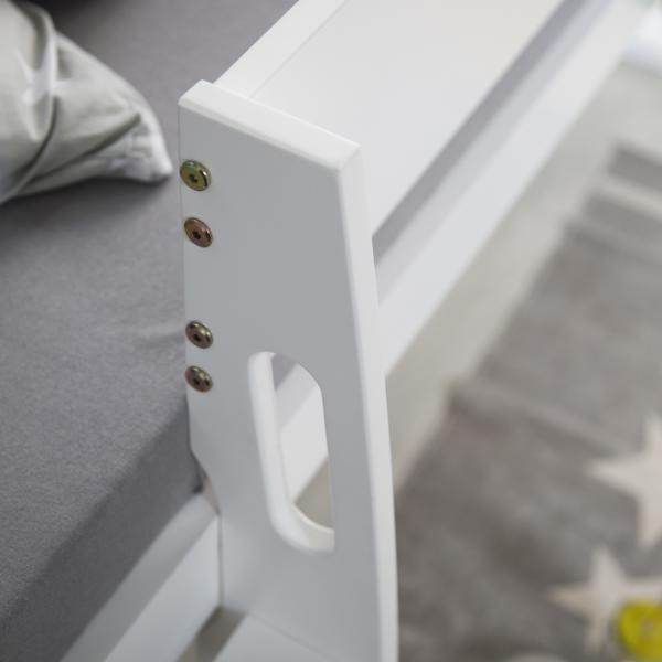 Hochbett Spielbett Kinderbett Leiter 90x200 massiv Jugendbett weiss grau - Palo24